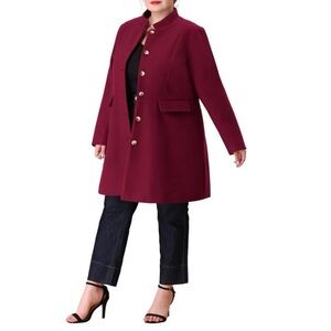 Agnes Orinda Women's Plus Size Elegant Stand Collar Back Split Overcoats
